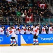 GANGNEUNG, SOUTH KOREA - FEBRUARY 24: Canada's Andrew Ebbett #19 high fives the bench with Mason Raymond #21 after scoring a first period goal on Team Czech Republic during bronze medal round action at the PyeongChang 2018 Olympic Winter Games. (Photo by Matt Zambonin/HHOF-IIHF Images)

